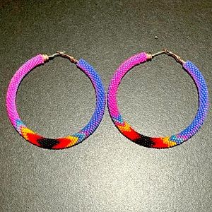 Native American beaded hoop earrings
